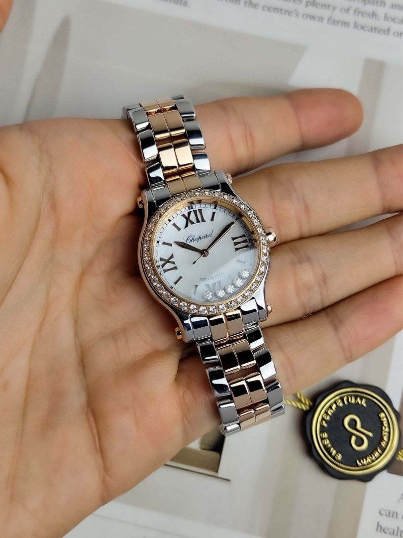 Happy Sport Dancing Diamonds TT RG (Category: Women's Watches) located in Makati City. Submitted by swissperpetual (Listing ID 1452193440, Image 2). Description: Chopard Happy Sport Two Town Rose Gold White Dial 278573-6004 30mm Watch Only Condition: 9/10 (Excellent condition) Price: P418,000 Negotiable 🤝 7 Day Moneyback Guarantee 🧑‍🔧 1 Year SP Service Warranty 💱 Trades Offers and Pre-orders Accepted 💳 Credit Card Options Available 🪙 Layawa