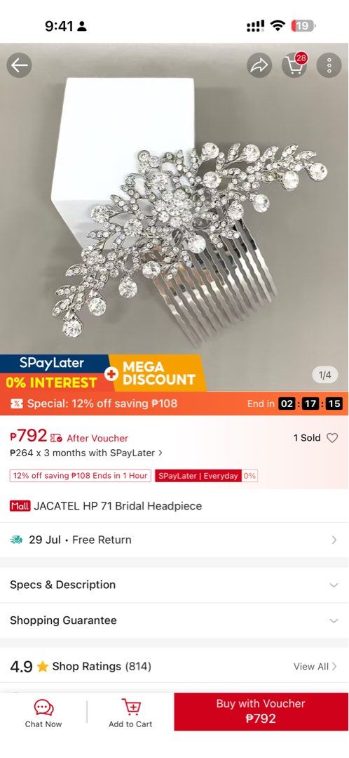 Jacatel Bangle Bracelet, Earrings, Headpiece, Necklace Set (Category: Bracelets) located in Mandaluyong City. Submitted by mkaba (Listing ID 1452262149, Image 3). Description: - Complete Jacatel jewelry set - Includes: Bangle bracelet, drop earrings, bridal headpiece, pendant necklace - Adorned with sparkling stones for extra shine - Perfect for weddings, parties, or elevating your daily style Can send actual photos - Excellent quality and exquis