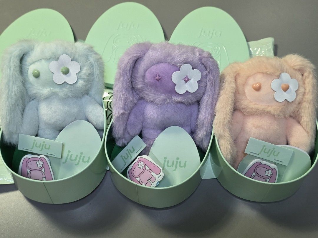 JUJU EASTER （分類：絨毛玩具）位於 Hong Kong。 由 niceguyfan 提交（商品編號 1452149138，圖片 4）。簡介： 💜Easter Cookie (Purple) 💚Easter Ellis (Green) 🧡Easter Cleo (Orange) set of three $1000。
