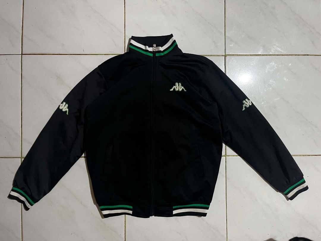 Kappa Track/windbreaker Jacket Black Green White (Category: Coats, Jackets and Outerwear) located in Caloocan City. Submitted by jhaydurden (Listing ID 1452219009, Image 1). Description: Large-xl Width: 23 Length: 28.