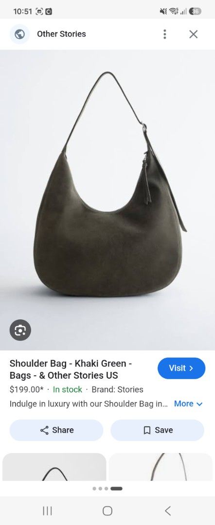 Khaki Green Shoulder Bag - & Other Stories (Category: Shoulder Bags) located in Manila. Submitted by ramp07 (Listing ID 1452277291, Image 3). Description: - Khaki green shoulder bag - Brand: & Other Stories - Stylish and versatile for everyday or night out - In stock and ready to ship.