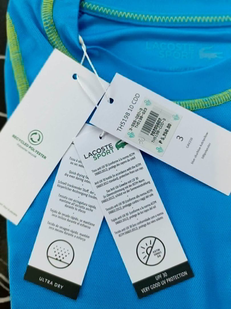 Lacoste Tennis Shirt (Medium, Large & XL) (Category: Tshirts & Polo Shirts ) located in Santa Rosa. Submitted by omnicronzxc (Listing ID 1452199762, Image 2). Description: BEFORE 5,250 NOW ✅₱2,600 each add shipping JNT PO 🔴️Medium: 21 x 28 🔴️Large: 22.5 x 28.5 🔴️XLarge: 23.5 x 29.5.