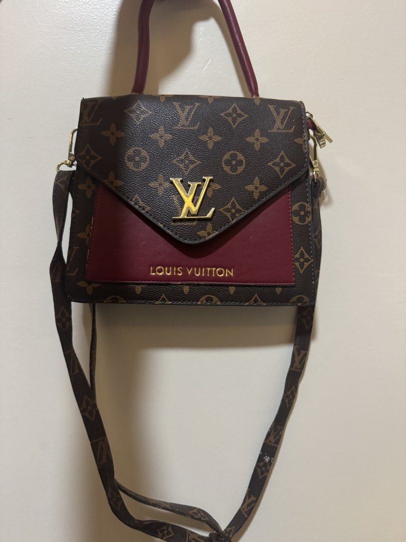 Louis Vuitton Monogram Canvas & Burgundy Leather Handbag (Category: Luxury Bags & Wallets) located in Davao. Submitted by ereaderscorner (Listing ID 1452200583, Image 3). Description: Bought from New Zealand Authentic Location: Tugbok, Davao City.
