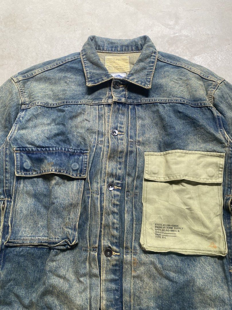 MADNESS - TYPE 2 DENIM JACKET (Category: Coats, Jackets and Outerwear) located in Naga. Submitted by junked_garments (Listing ID 1452273609, Image 3). Description: MADNESS - TYPE 2 DENIM JACKET CONDITION: VERY GOOD COLOR RATE: 9/10 ISSUE: STAINS / NEED WASH WIDTH 23” / LENGTH 26.5” DM ME TO PURCHASE!.