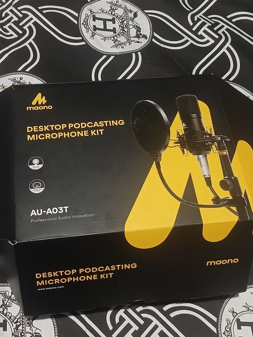 Maono AU-A03T Desktop Podcasting Microphone Kit (Category: Microphones) located in Manila. Submitted by gimoteajan82249 (Listing ID 1452200754, Image 1). Description: Maono AU-A03T Desktop Podcasting Microphone Kit - Includes: Microphone, Shock Mount, Pop Filter, Cable - Ideal for: Streaming, Voiceovers, Recording - Everything you need to start - Box opened, but all contents appear unused NEGO NEGO.
