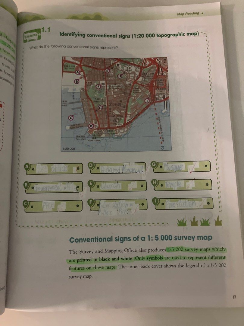 Map reading （分類：教科書）位於 Hong Kong。 由 kiwitrading 提交（商品編號 1452304751，圖片 3）。簡介： 二十幾版寫咗字/螢光筆，部份塗改了， $10平售。