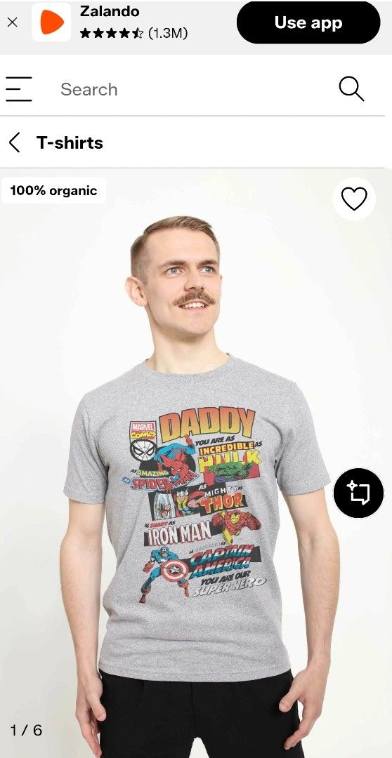 Marvel Comics Daddy Graphic T-Shirt XL (Category: Tshirts & Polo Shirts ) located in Naga. Submitted by basejohnpa64527 (Listing ID 1452125464, Image 2). Description: - Grey Marvel Comics T-Shirt for Daddy - Features Spiderman, Hulk, Iron Man, Thor, and Captain America - "Daddy you are as incredible as Hulk, as amazing as Spiderman, as mighty as Thor, as strong as Iron Man, and our super hero" graphic - Size: XL -Very Good Cond - Ideal gift for d