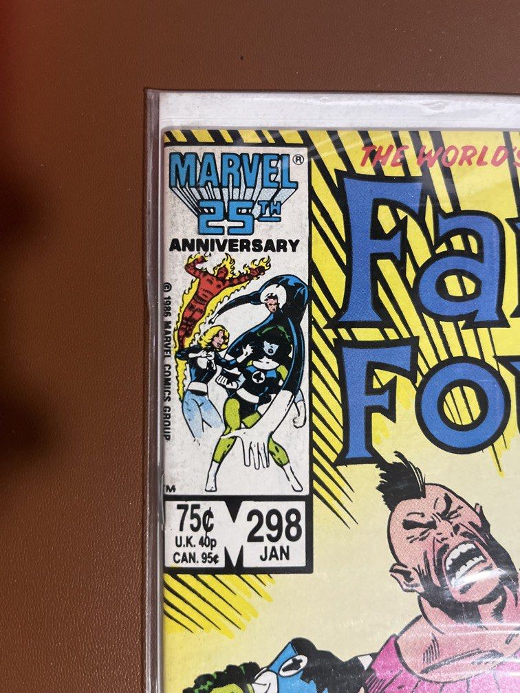 Marvel Comics Group: Fantastic Four #298 (January 1987) (Category: Comics & Manga) located in Paranaque City. Submitted by baldovinoa63130 (Listing ID 1452283076, Image 2). Description: Title: Fantastic Four Issue #298 (“Closer Than Brothers!” Part 2) Publisher: Marvel Comics (1987 - Marvel 25th Anniversary Header) Key Details: Written by Roger Stern with iconic cover art by Sal Buscema and John Buscema! Features She-Hulk on the team alongside Mr