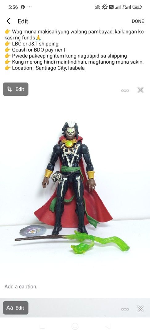 Marvel Legends SDCC Voodoo (Category: Figurines & Statues) located in Abucay. Submitted by lxtoyverse (Listing ID 1452119334, Image 1). Description: - Marvel Legends Doctor Strange Action Figure - Includes accessories and a cape - Shipping via LBC or J&T - Payment accepted via GCash or BDO - Item reservation available for shipping savings - Located in Santiago City, Isabela - Message for any questions.