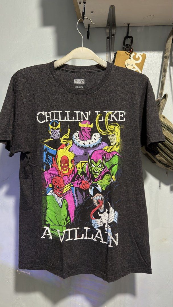 Marvel Villains Tee (Category: Tshirts & Polo Shirts ) located in Manila. Submitted by goodhumanbeing (Listing ID 1452312499, Image 1). Description: Chillin like a villain shirt 19x27 Minimal loose stiches on hem.