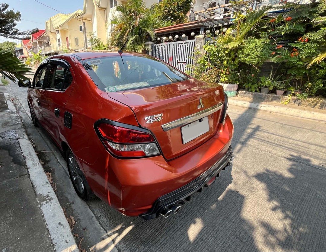 Mitsubishi Mirage G4 GLS Auto (Category: Used Cars) located in Santa Rosa. Submitted by dawnardel16 (Listing ID 1428354277, Image 2). Description: FOR SALE: 2018 Mitsubishi Mirage G4 GLS A/T Sundance Orange | Acquired 2019 Location: Sta. Rosa, Laguna Mileage: 85,000 km+ Asking Price: ₱350,000 (negotiable upon viewing, serious buyers only) Documents & Registration: Complete original documents LTO registered until July 2027 Extras/Add-ons: Leather 