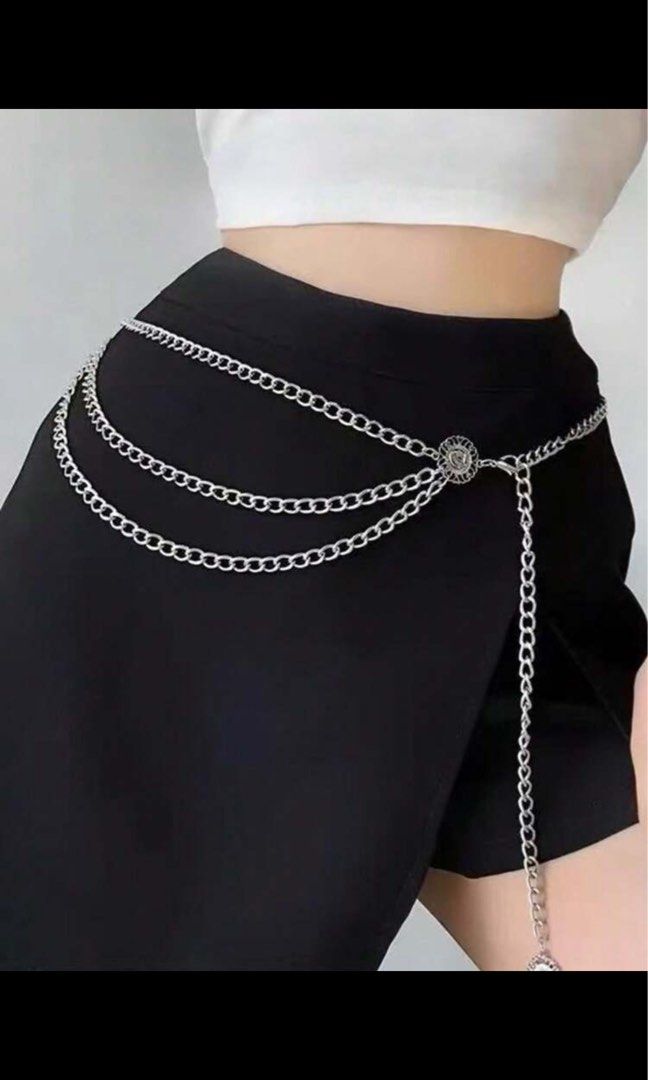 Multi-layer Silver Chain Belt with Charm | Chain Belt | Silver belt (Category: Belts) located in Manila. Submitted by so261489 (Listing ID 1452227514, Image 3). Description: - Cool multi-layer chain belt - Silver tone finish - Features a decorative circular piece - Includes a dangling charm - Adjustable length for a perfect fit - Adds an edgy touch to dresses or skirts.