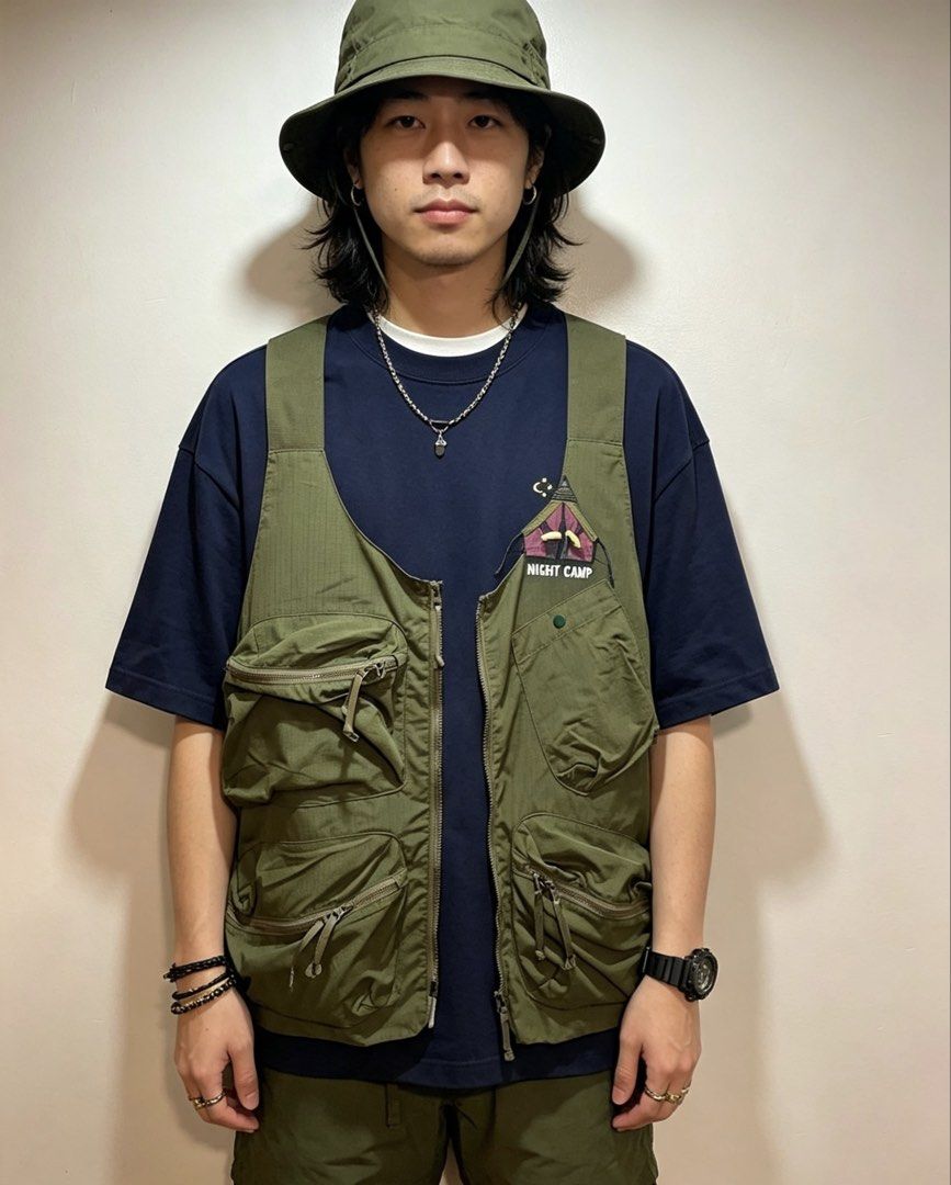 NON NOW OR NEVER Olive Green Multipocket Utility Vest Size 2 (Category: Vests) located in Bacolod City. Submitted by moboandmoga (Listing ID 1452265280, Image 1). Description: NON NOW OR NEVER Olive Green Multipocket Utility Vest (Ripstop fabric) Size 2 Small to Medium (Boxy fit) 10/10 Condition! - Olive green utility vest - Brand: NON NOW OR NEVER - Multiple pockets with zip closures - Front zipper closure - Herringbone fabric texture - Ideal fo