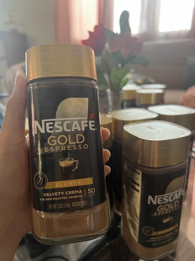 Original Nescafe Gold Espresso Blonde (Category: Beverages) located in Mabalacat. Submitted by ellastore (Listing ID 1452132651, Image 1). Description: Nescafe Blonde 100g (50cups) Velvety Crema Golden Roast Arabica Exp 12/18/2027 Open for bulk order Onhand ready to ship.