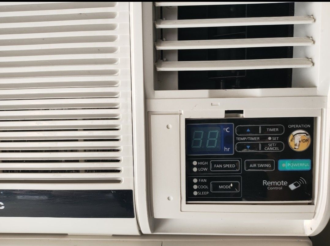 Panasonic Window Air Conditioner (Category: Air Conditioning and Heating) located in Manila. Submitted by bryanadams.9 (Listing ID 1452319044, Image 1). Description: - Panasonic Window Air Conditioner - Digital display with timer and mode settings - Includes remote control - Powerful cooling performance - Ideal for any room.
