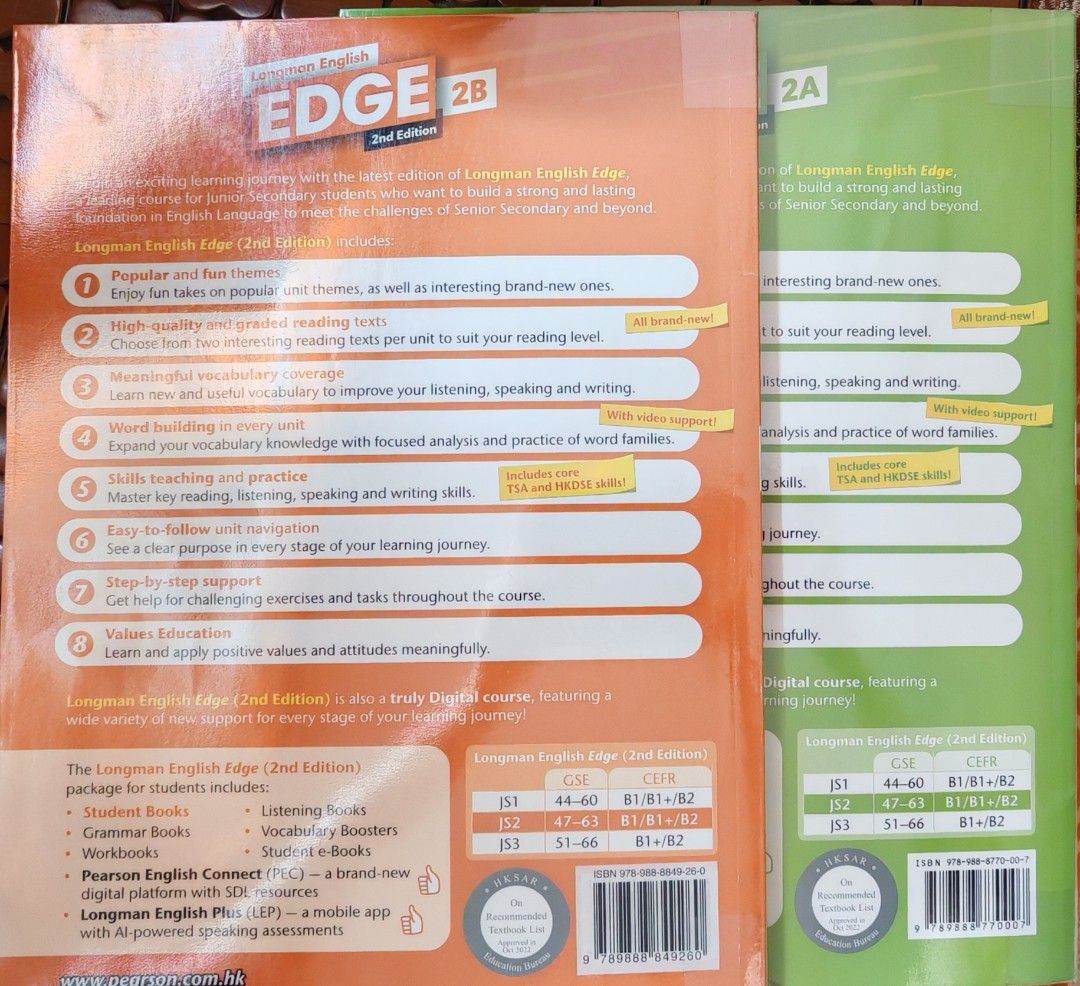 Pearson Longman English EDGE 2A & 2B (2nd Edition) （分類：教科書）位於 Hong Kong。 由 goldenfire-2be6 提交（商品編號 1452187577，圖片 2）。簡介： 兩本$150,單本$80 有少量字跡。