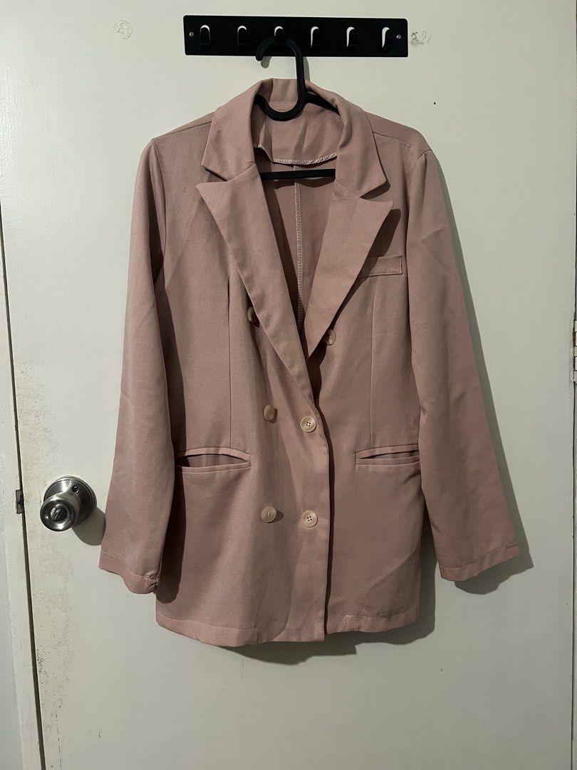 Pink Double-Breasted Blazer and Pants Set Coords / Coordinates (Category: Sets or Coordinates) located in Mandaluyong City. Submitted by tayga1995 (Listing ID 1452320236, Image 2). Description: - Stylish pink blazer and matching pants set - Smooth, comfortable fabric - Versatile for work or smart casual outfits.