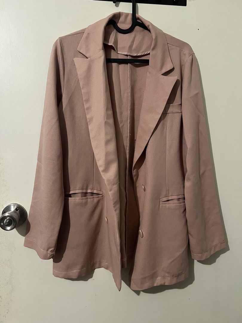 Pink Double-Breasted Blazer and Pants Set Coords / Coordinates (Category: Sets or Coordinates) located in Mandaluyong City. Submitted by tayga1995 (Listing ID 1452320236, Image 3). Description: - Stylish pink blazer and matching pants set - Smooth, comfortable fabric - Versatile for work or smart casual outfits.