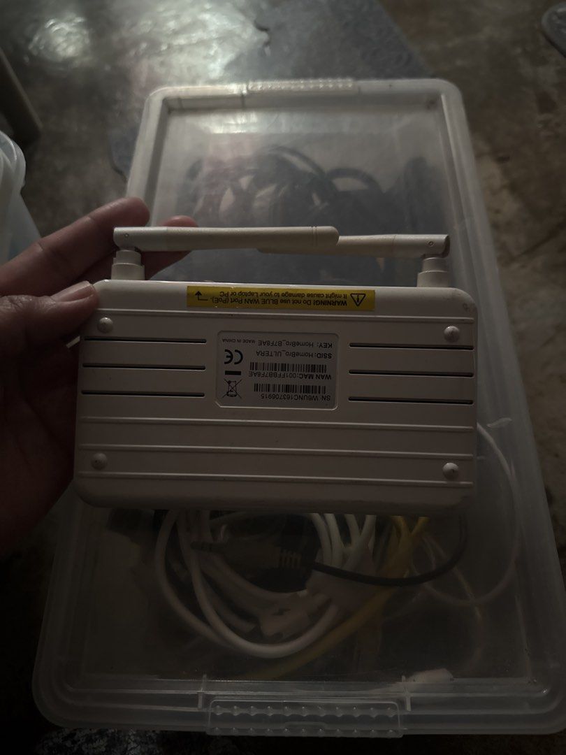 PLDT HOME ULTERA WiFi Router with Antennas (Category: Networking) located in Caloocan City. Submitted by mysticocean.46c204 (Listing ID 1452209263, Image 2). Description: - PLDT Home Ultera WiFi router - Comes with two antennas -No power cable just the router Rfs-declutterring For pick-up only. Taguig area.