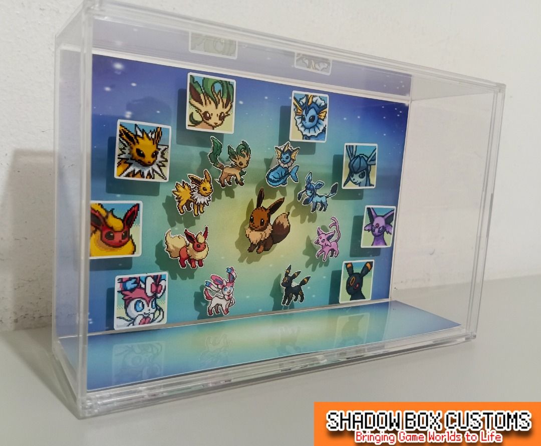 Pokemon Eeveelutions Mini Shadow Box Collectibles (Category: Nintendo) located in Quezon City. Submitted by natzuki10 (Listing ID 1452167501, Image 2). Description: Pokemon Eeveelutions Mini Shadow Box Collectibles 45mm x 167mm x 103mm Made to order We can also customize your order #pokemon #roomdecor #shadowbox #giftideas .