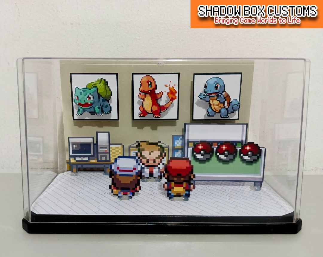 Pokemon Fire Red / Leaf Green Starters Mini Diorama Shadow Box (Category: Nintendo) located in Quezon City. Submitted by natzuki10 (Listing ID 1452184755, Image 1). Description: Pokemon Fire Red / Leaf Green Starters Mini Diorama Shadow Box Height: 4 inches Width: 6.50 inches *Handmade Pixel Shadow Boxes *Accepting Customized Designs *Perfect for Gamers & Collectors #videogames #roomdecor #collection #gamer #gift .