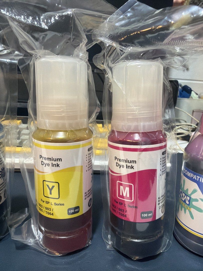 Premium dye ink for epson L series (Category: Printers, Scanners & Copiers) located in Malabon City. Submitted by antolen (Listing ID 1452248015, Image 3). Description: Unopened from Most Wanted for Epson L series. RFS: kinonvert ko printer ko.