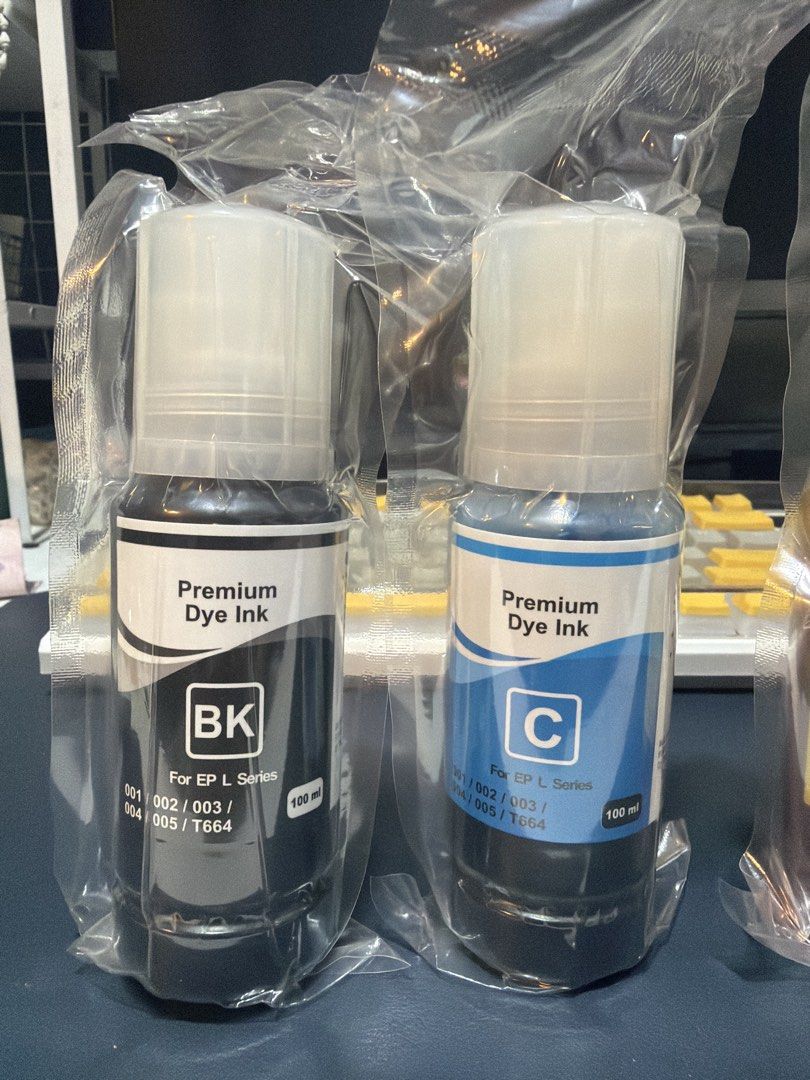 Premium dye ink for epson L series (Category: Printers, Scanners & Copiers) located in Malabon City. Submitted by antolen (Listing ID 1452248015, Image 2). Description: Unopened from Most Wanted for Epson L series. RFS: kinonvert ko printer ko.