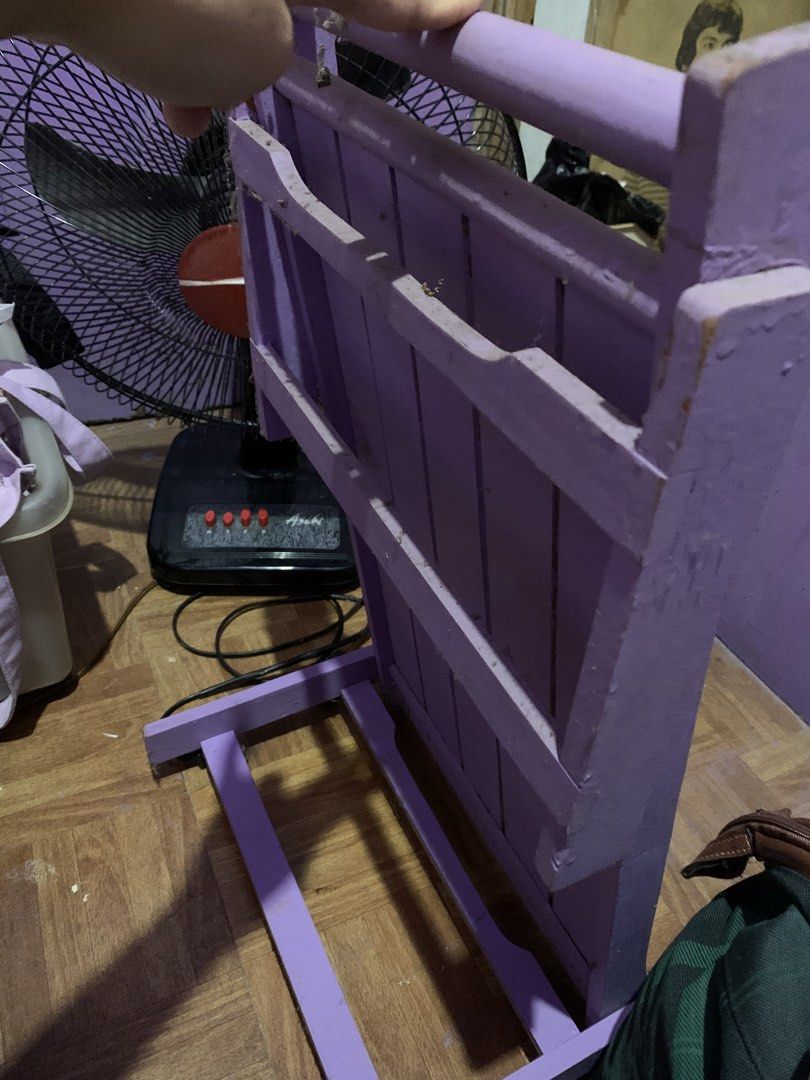 Foldable bed table (Category: Shelves, Cabinets & Racks) located in Manila. Submitted by usagichan_rabbit (Listing ID 1452108394, Image 2). Description: - Bed table - Folds for convenient storage -Pininturahan ko lang pinturahan na lang ulit if gusto ng ibang color -Maalikabok linisan na lang.