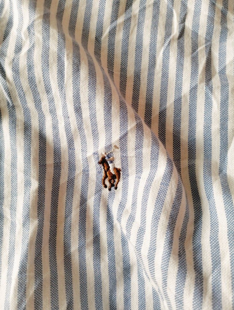 Ralph Lauren striped Oxford (Category: Activewear) located in San Carlos City. Submitted by guioverlua72920 (Listing ID 1452152697, Image 2). Description: Ralph Lauren Size medium on tag W17½ L25 Excellent condition Need wash No issue ₱750+sf location San Carlos city Negros Occidental.