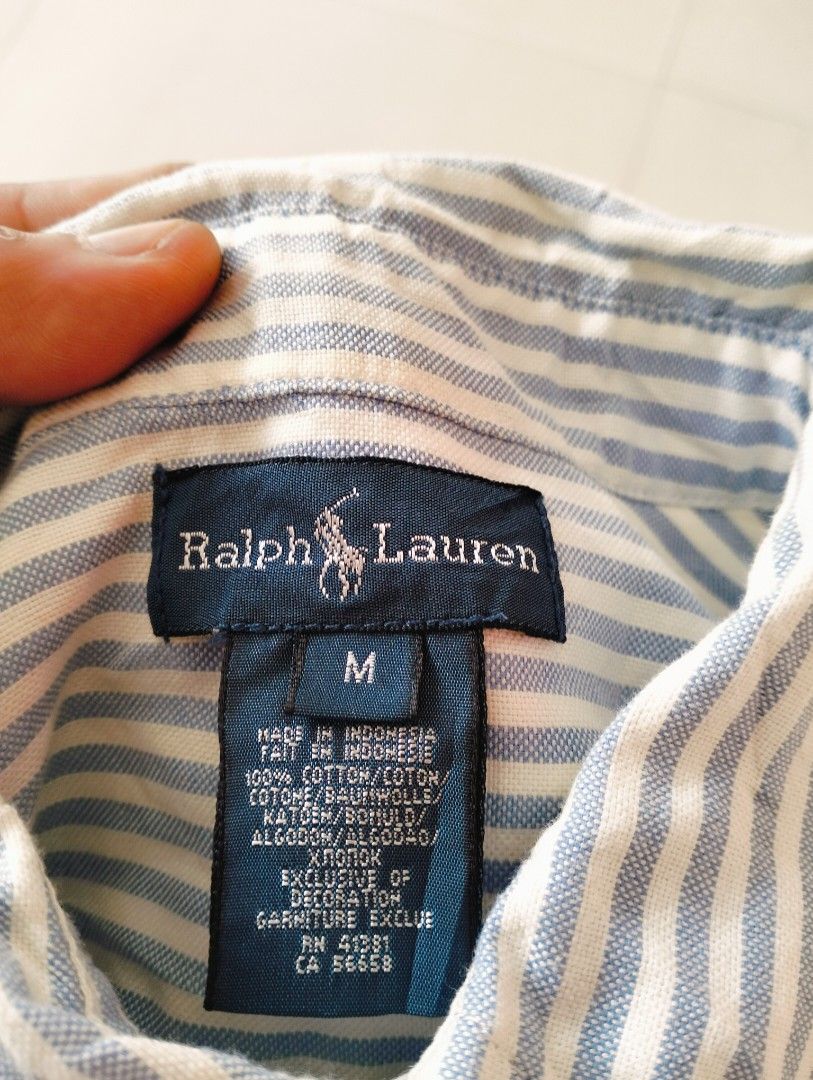 Ralph Lauren striped Oxford (Category: Activewear) located in San Carlos City. Submitted by guioverlua72920 (Listing ID 1452152697, Image 3). Description: Ralph Lauren Size medium on tag W17½ L25 Excellent condition Need wash No issue ₱750+sf location San Carlos city Negros Occidental.