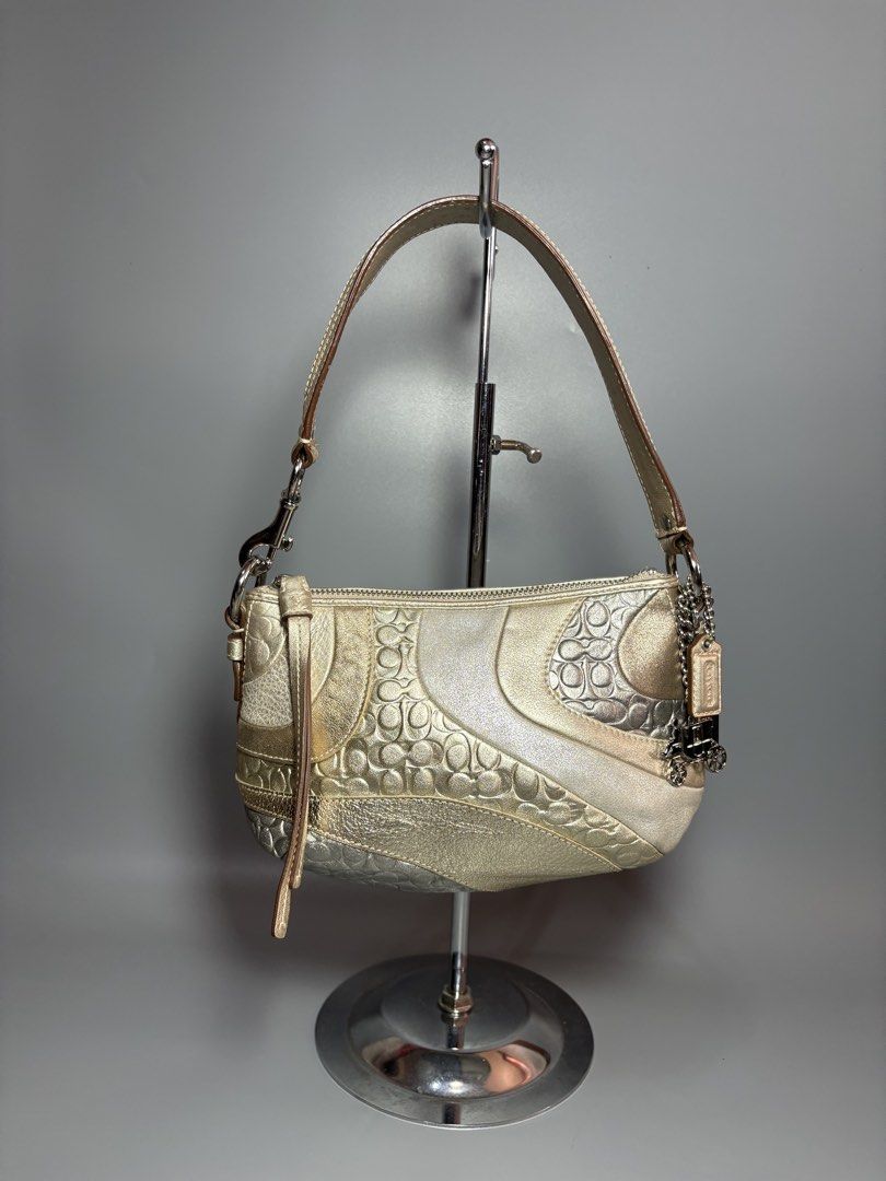 rare coach patchwork shoulderbag gold metallic (Category: Shoulder Bags) located in Manila. Submitted by cocorua.bags (Listing ID 1452149352, Image 2). Description: good condition. looks new may normal excess lang sa glue at the bottom and minimal signs of usage sa ilalim ng handle. authentic piece .