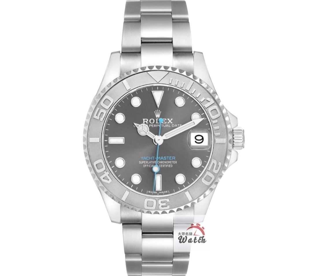 由 tcpawn7788 (刊登 ID 1452124346，圖片 1) 提交，位於 高雄市 (Kaohsiung) 的 【大眾名錶】ROLEX 勞力士 268622 Yacht-Master 中型遊艇 灰面藍針 2017/12卡 大眾名錶G179 (類別：手錶)，說明：【大眾名錶】ROLEX 勞力士 268622 Yacht-Master 中型遊艇 灰面藍針 2017/12卡 PT950鉑金圈 錶徑37mm 自動上鍊 不鏽鋼材質 防水100米 原廠盒單齊全 保養完成。
