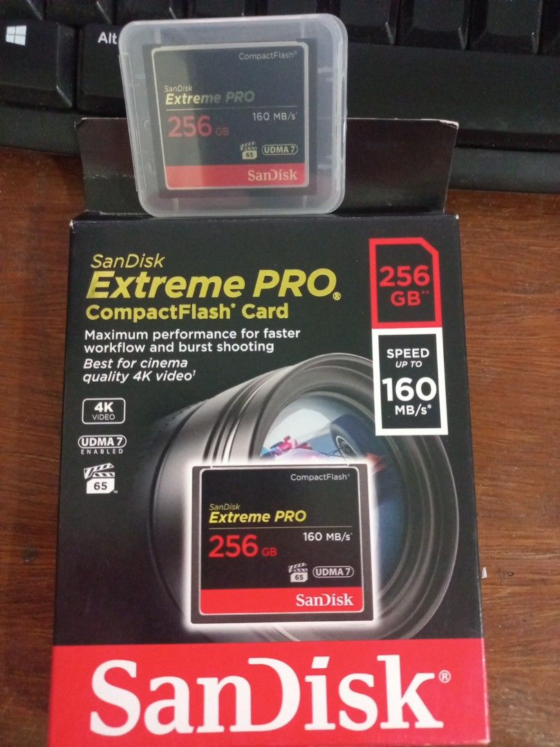 SanDisk Extreme PRO 256GB CompactFlash UDMA 7 Memory Card (Category: Memory & SD Cards) located in Iloilo. Submitted by bolddragon_5eb230 (Listing ID 1452119323, Image 2). Description: - SanDisk Extreme PRO 256GB CompactFlash Card - UDMA 7 Enabled - Blazing Fast Speeds: Up to 160 MB/s read/write - Ideal for High-Speed Shooting & 4K Video Recording - Comes with Original Packaging.