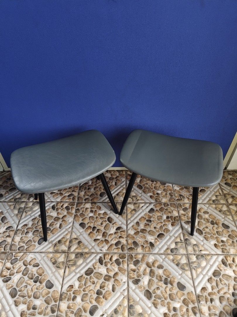 Set of 2 Grey Stools with Black Legs (Category: Chairs) located in Manila. Submitted by rapidokasm88190 (Listing ID 1452298674, Image 2). Description: - Set of 2 grey stools - Curved seats for comfort - Sturdy black metal legs - Ideal for extra seating around the house - Functional and reliable - Ready for a new home.