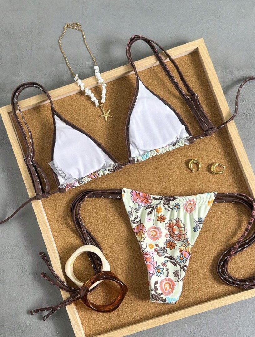 Shein Floral Brown Swimsuit Bikini (Category: Bikinis & Swimsuits) located in Pilar. Submitted by vixenlaced (Listing ID 1452262645, Image 2). Description: x.