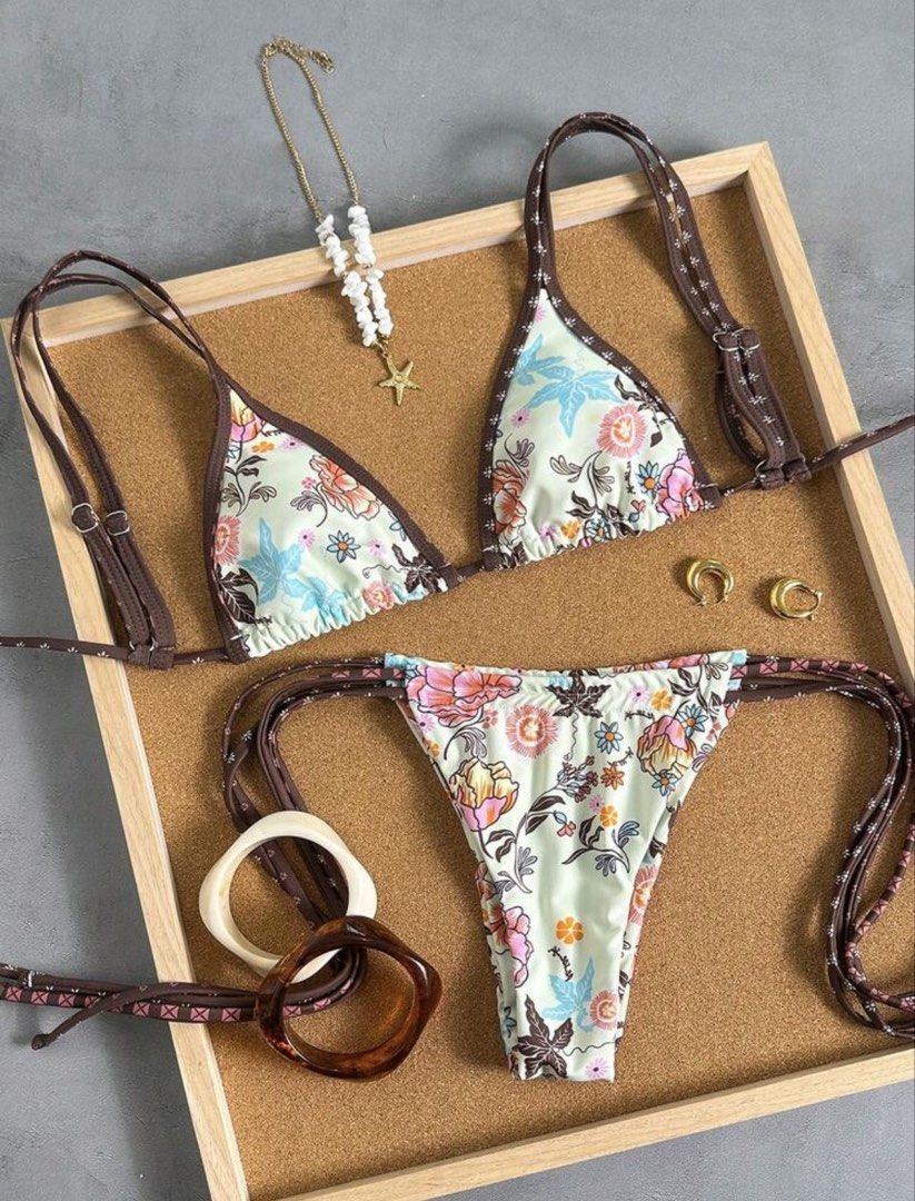 Shein Floral Brown Swimsuit Bikini (Category: Bikinis & Swimsuits) located in Pilar. Submitted by vixenlaced (Listing ID 1452262645, Image 1). Description: x.