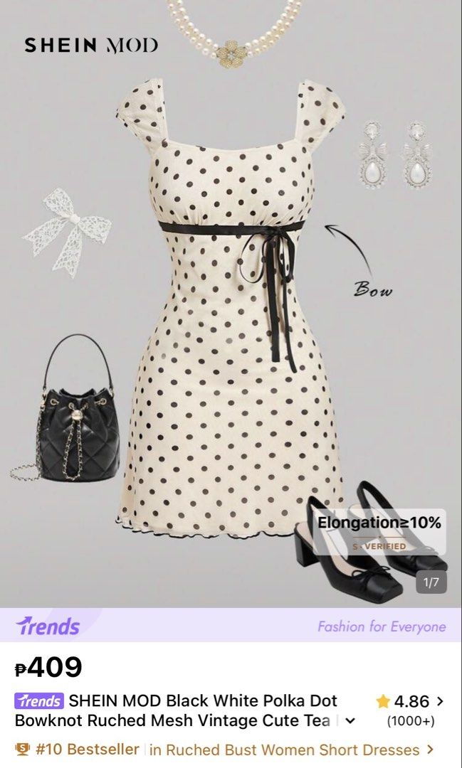 SHEIN Polka Dot dress (Category: Dresses) located in Trece Martires City. Submitted by rubyjwle (Listing ID 1452248130, Image 2). Description: •Used once •Size small .