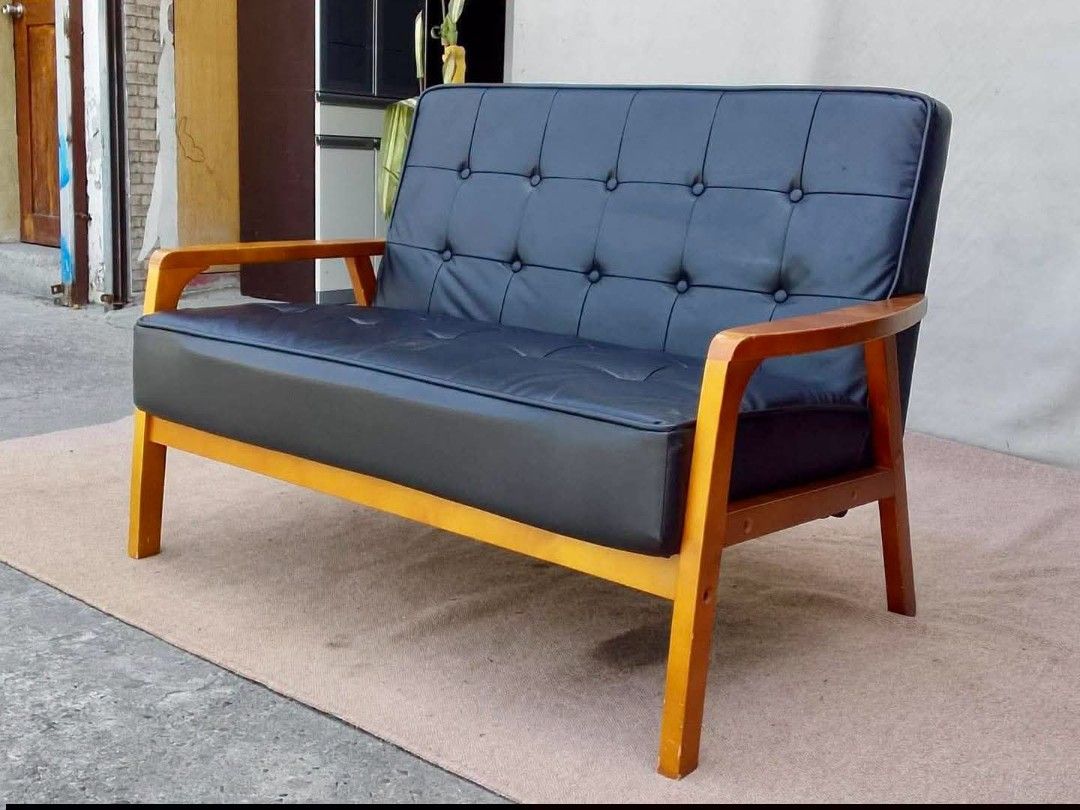 Sofa (Category: Sofas) located in Meycauayan. Submitted by marygracecasimiro (Listing ID 1452237289, Image 3). Description: NITORI 2-Seater Wooden Sofa 44”L x 27”W x 16”SH Php 12,500💚.