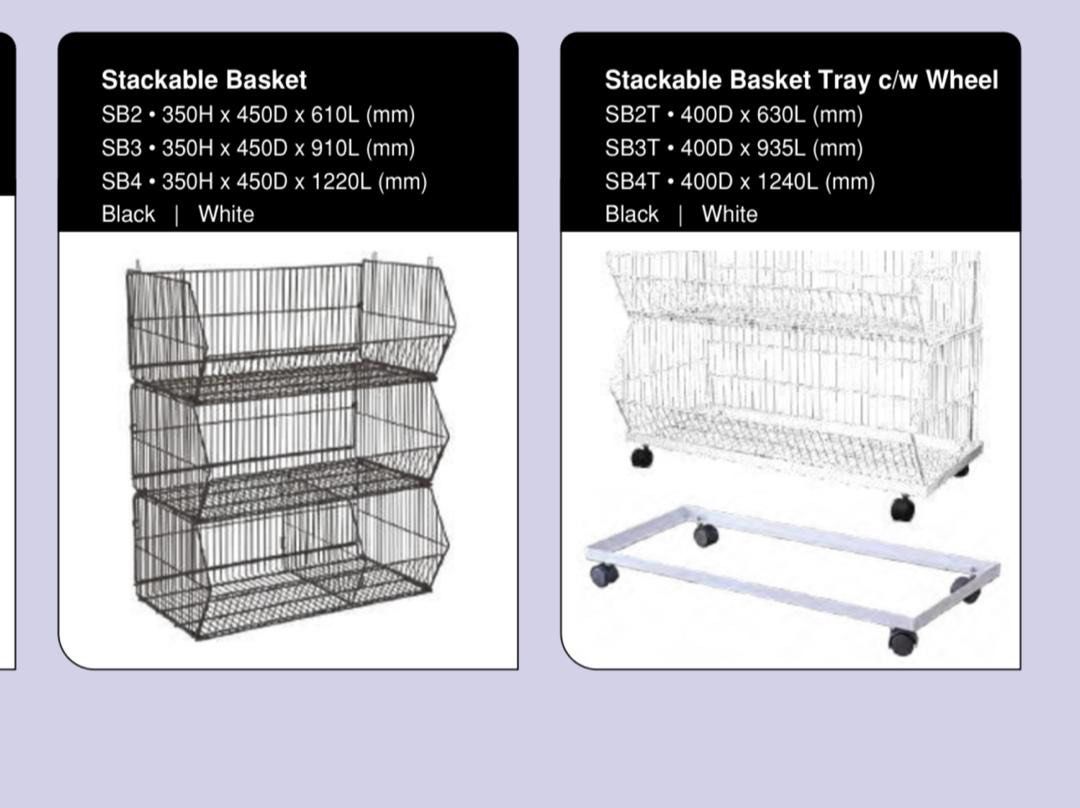 Stackable Wire Basket with or without Wheels (Category: Storage Boxes & Baskets) located in Johor Bahru. Submitted by silent_shvari (Listing ID 1452210106, Image 1). Description: - Stackable wire baskets for easy organization. - Available in multiple sizes and colors (black or white). - Some models include wheels for convenient mobility. - Perfect for storage in any room of your home. - Sturdy and practical design..