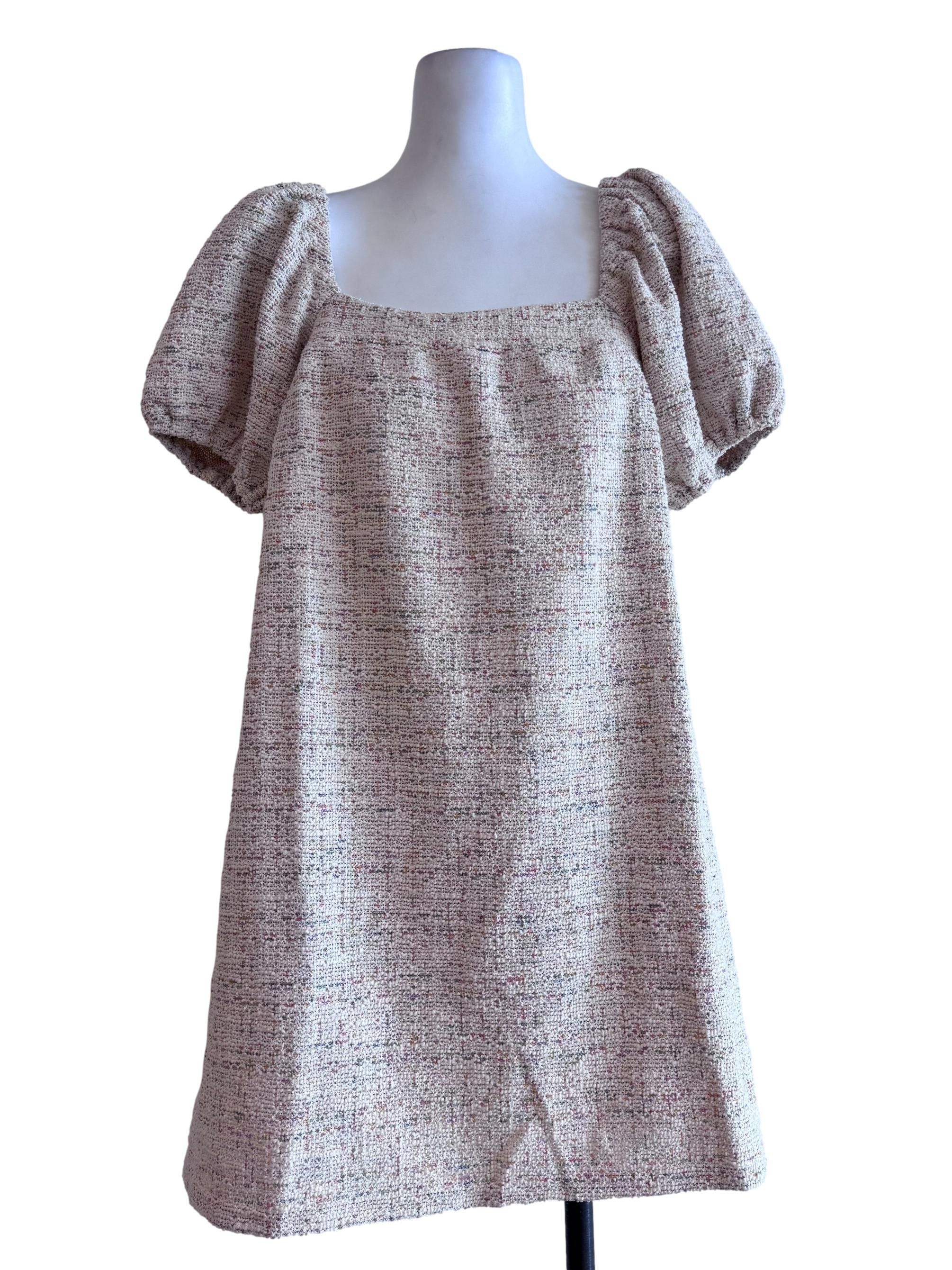 The Closet Lover Light Beige Tweed Square Neck Puff Sleeve Dress (Category: Dresses) located in Kuala Lumpur. Submitted by refashmy (Listing ID 1452198831, Image 1). Description: [Brand] The Closet Lover [Description] Functional Side Pockets Fully Lined No Zip [Measurements] Size XS PTP - 16.5'' Waist - 19'' Hips - 22'' Length - 29.5'' [Condition] Please allow 0.5-1 inch difference in our given measurements. Any variance within this range may not