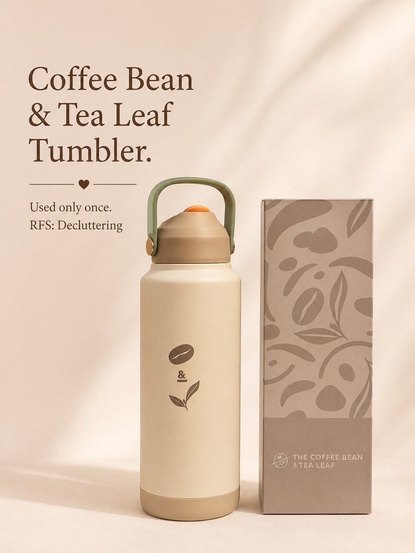 The Coffee Bean & Tea Leaf Tumbler (Category: Water Bottles & Tumblers) located in Bacolor. Submitted by jslpnd (Listing ID 1452283033, Image 1). Description: - Coffee Bean & Tea Leaf tumbler - Used only once - Original box included RFS: decluttering.