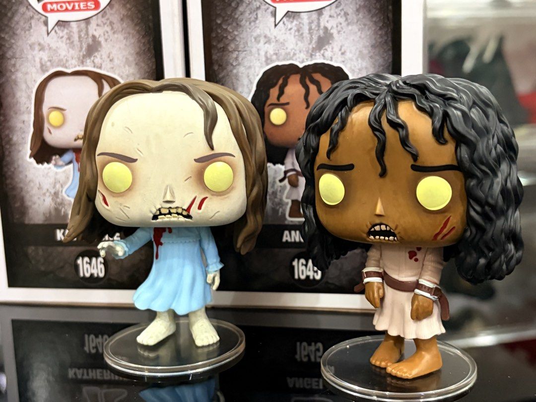 The exorcist set (Category: Designer & Blind Box Toys) located in Makati City. Submitted by tomypom (Listing ID 1452153369, Image 2). Description: Authentic Funko pop Horror figs The exorcist Complete set Angela and katherine 1999 pesos only! Brand new.