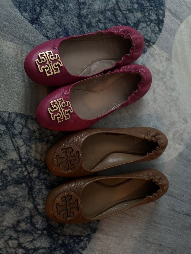 Tory Burch Ballet Flats - Pink and Brown (Category: Flats & Sandals) located in Cabanatuan. Submitted by hithere000 (Listing ID 1452174397, Image 1). Description: Rfs: decluttering 2 pairs for 26k Size 6, no box included Payment first + SF Single purchase 14k each.