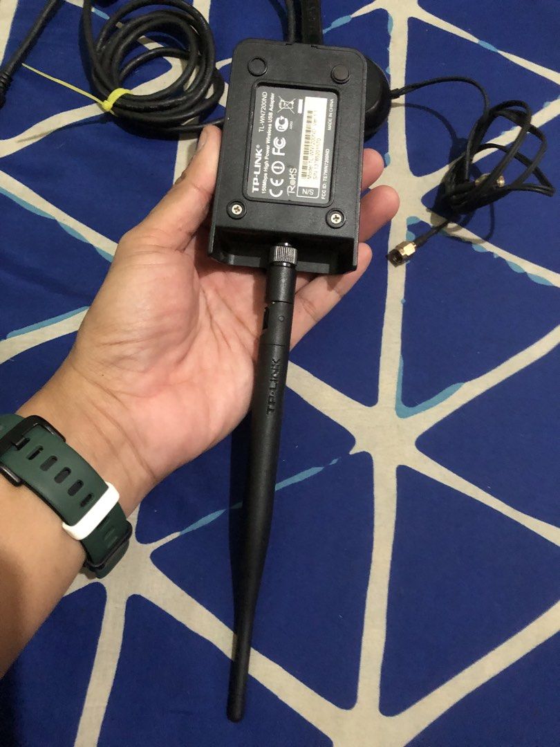 TPlink 150mbps high power wifi receiver (Category: Networking) located in Quezon City. Submitted by markgolveo (Listing ID 1452201390, Image 2). Description: TPlink 150mbps high power wifi receiver Tested working properly Personal item unit With an extra gigabyte wide range antennae .