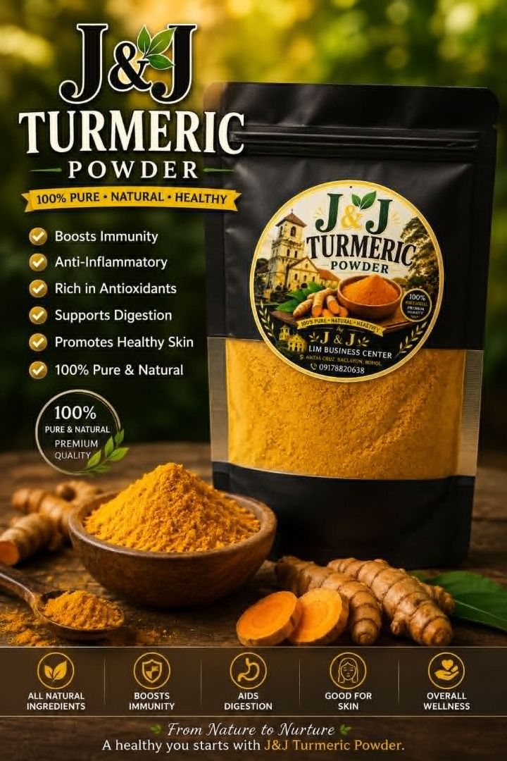 Turmeric Brew Instant Herbal Tea | 100g (Category: Health Food, Drinks & Tonics) located in Valenzuela. Submitted by adrianrg (Listing ID 1452118422, Image 1). Description: J and J Lim Turmeric Brew Instant Herbal Tea is a caffeine-free herbal drink made with turmeric root extract (Curcuma longa) and raw cane sugar. This instant brew is easy to prepare and offers a warm, flavorful beverage that can be enjoyed any time of the day. One 100g pack ma
