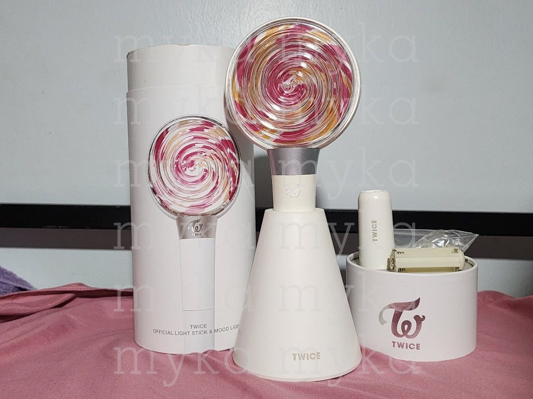 TWICE Official Lightstick & Mood Lamp (Category: K-Wave Merchandise) located in Mandaluyong City. Submitted by mykaelyn (Listing ID 1452152892, Image 1). Description: Official TWICE Lightstick & Mood Lamp TWICE v1 Lightstick Inclusions: packaging, battery holder, unused lanyard PhP 3500 + SF.