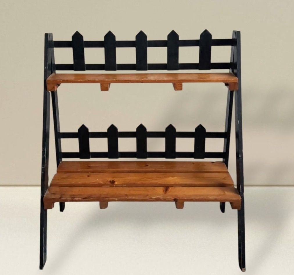 Two-tier Wooden Display Plant Stand (Category: Artificial Plants & Flowers) located in Quezon City. Submitted by dannikkishoppe2 (Listing ID 1452206813, Image 1). Description: Two-tier Wooden Display Plant Stand ‼️₱3000‼️ Can be used to display small plants In good condition - minor scuffs Please manage your expectations as there might be minimal flaws. Color may vary due to lighting, it may appear darker or lighter in person. Check photos first 