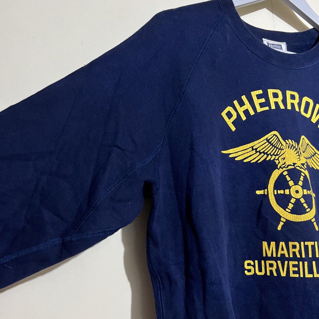 Vintage Pherrow's - Maritime Surveillance Sweater (Category: Coats, Jackets and Outerwear) located in Puerto Princesa. Submitted by theoldtreasures (Listing ID 1452278228, Image 2). Description: Size: 38 on tag Issue(s): Crack print, and minor lints Good Condition Manage your expectations. Thrifted‼️.