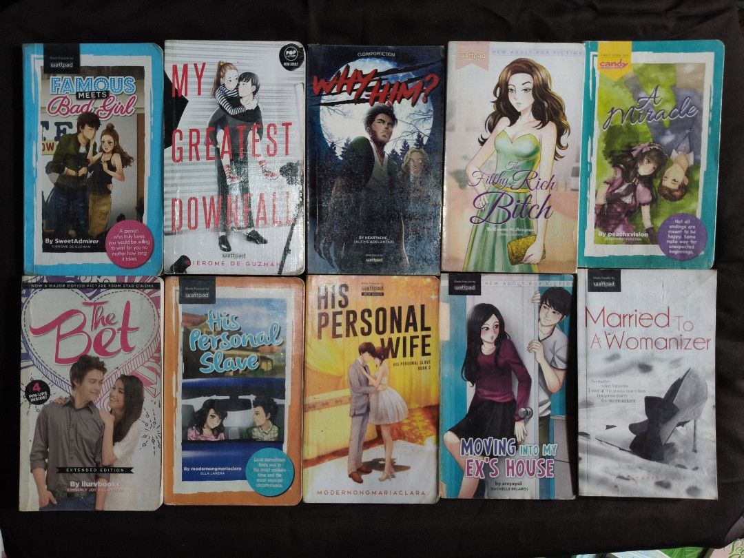 Wattpad Romance Books - Various Authors (Category: Storybooks) located in Quezon City. Submitted by delidessyyy (Listing ID 1452130319, Image 3). Description: If per piece, the price varies. If bundle, you may get it for 1000 php instead of 1250 php. - Bundle of 25 Wattpad romance novels. - Perfect for fans of Wattpad romance. - Includes popular titles like: - Clash of the Campus Royalties - Battle Between The Mind - A Love Like In Time - The Oth