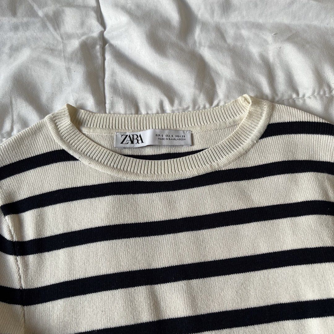 Zara Knit Stripe Top (Category: Longsleeves) located in Davao. Submitted by byeooool (Listing ID 1452215757, Image 3). Description: - only used once - bought from zara online - no flaws at all, thick and high quality fabric. super nice fit. - small on tag rfs: not my style anymore.
